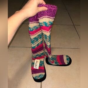 NWT 2012 Mudd Striped Chunky Knit Knee-High Slipper Socks